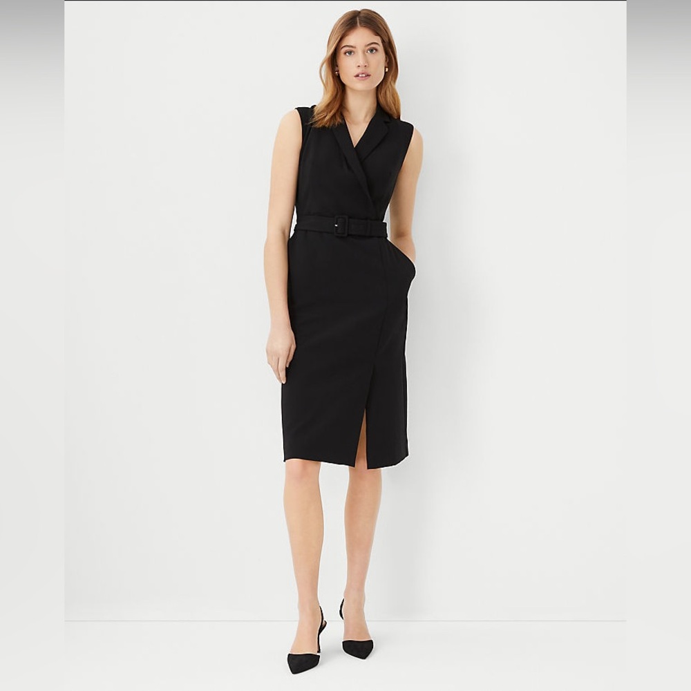 Ann Taylor Black Belted Midi Dress